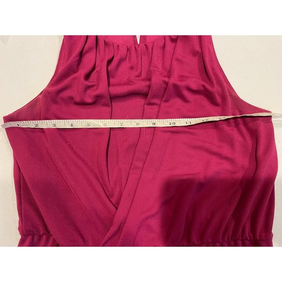 Adrianna Papell Womens Long Drape Dress Pleated Front Back Keyhole Maroon SZ 4P - Picture 5 of 8